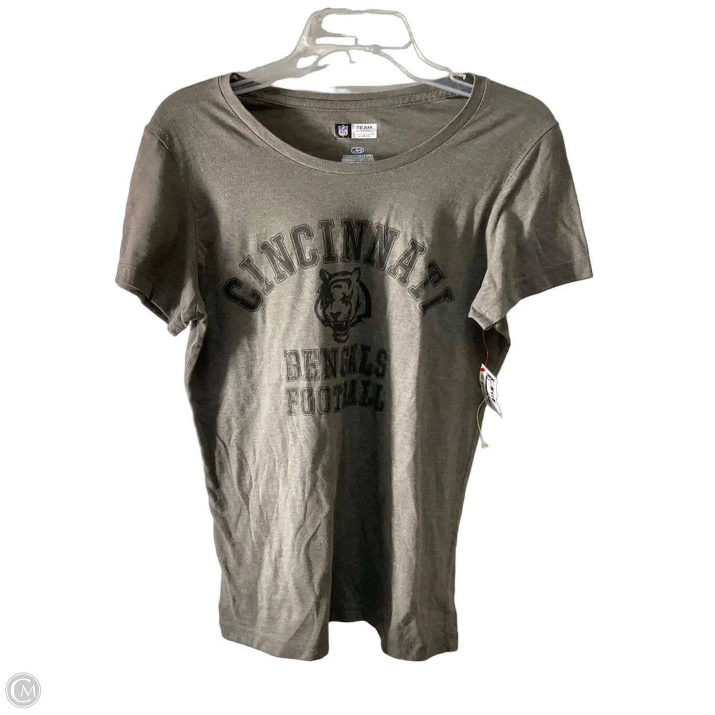 Athletic Top Short Sleeve By Nfl In Grey, Size: L