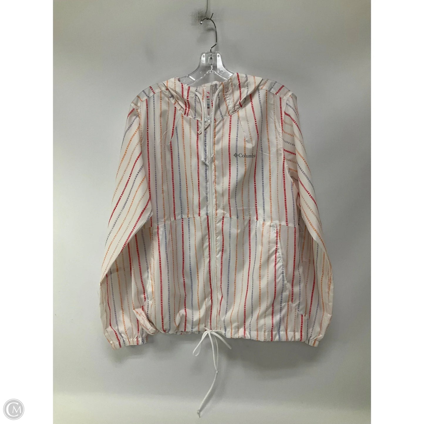 Jacket Windbreaker By Columbia In Striped Pattern, Size: L