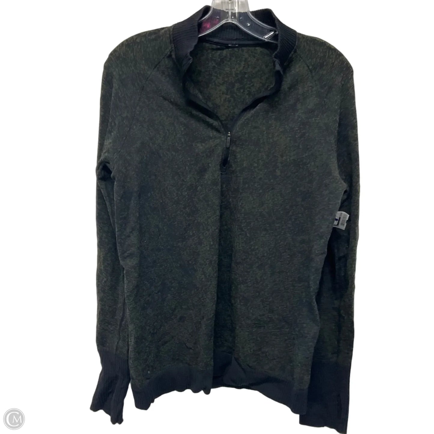 Athletic Top Long Sleeve Collar By Lululemon In Black & Green, Size: 6