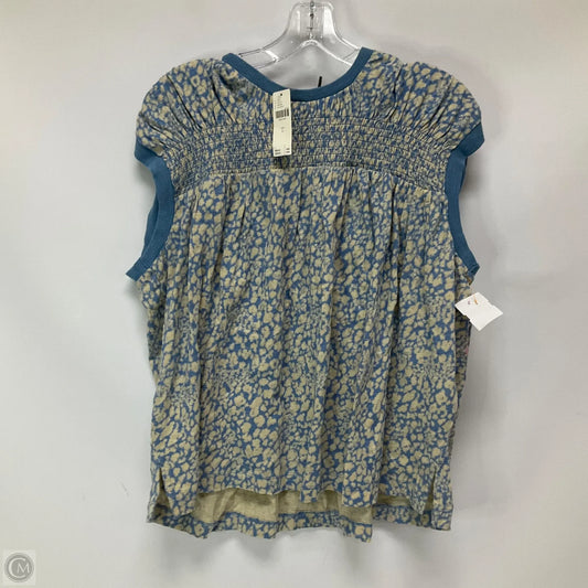 Top Short Sleeve By Anthropologie In Blue & Tan, Size: L