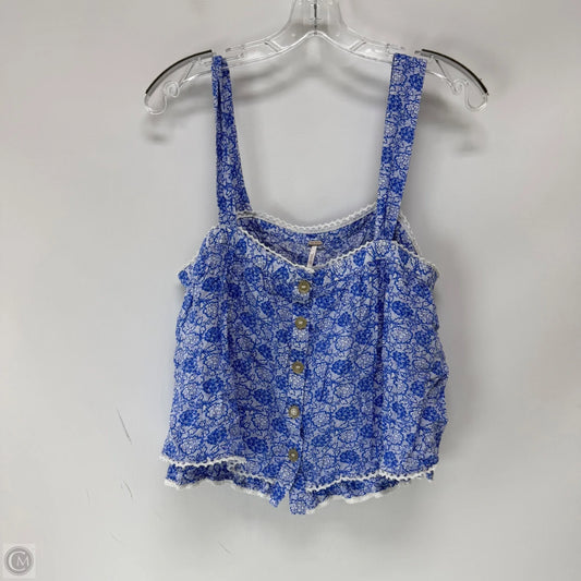 Top Sleeveless By Free People In Blue & White, Size: M