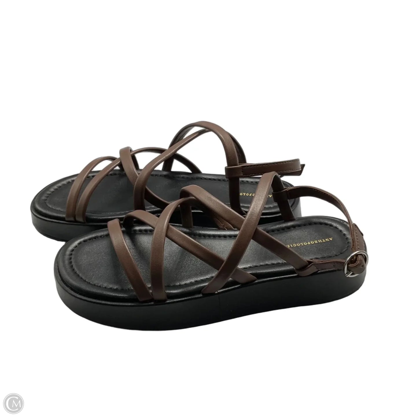 Sandals Flats By Anthropologie In Black & Brown, Size: 9