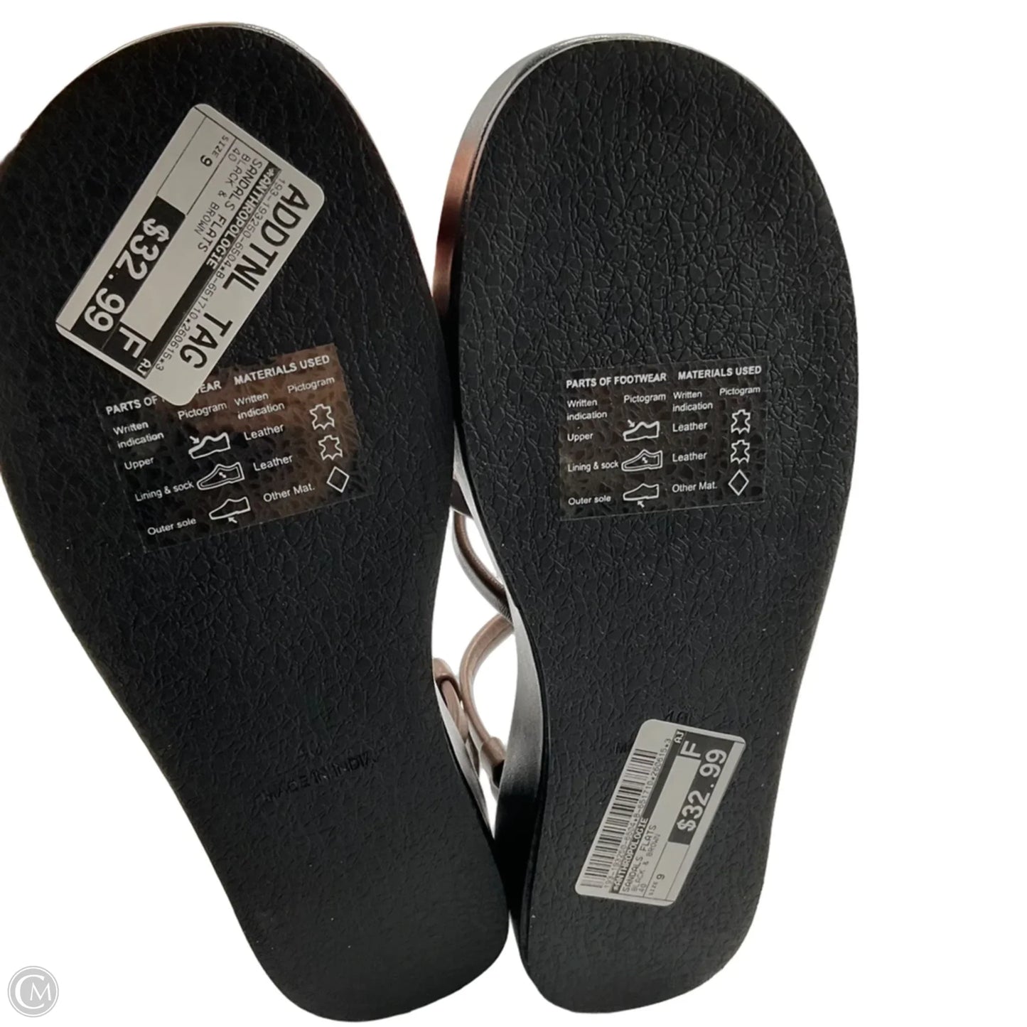 Sandals Flats By Anthropologie In Black & Brown, Size: 9