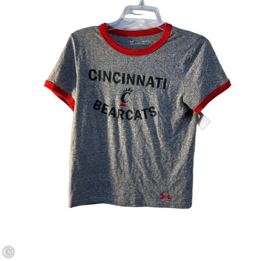 Athletic Top Short Sleeve By Under Armour In Grey & Red, Size: M