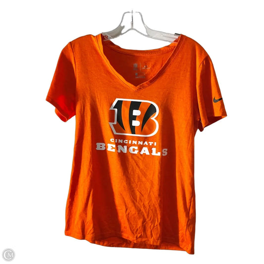 Athletic Top Short Sleeve By Nfl In Orange, Size: S