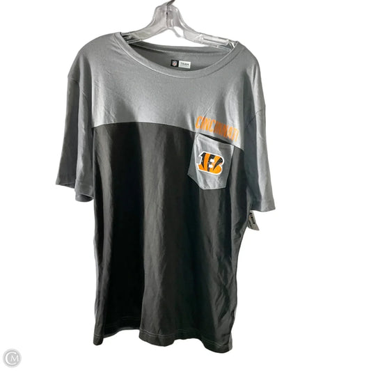 Athletic Top Short Sleeve By Nfl In Black & Grey, Size: L