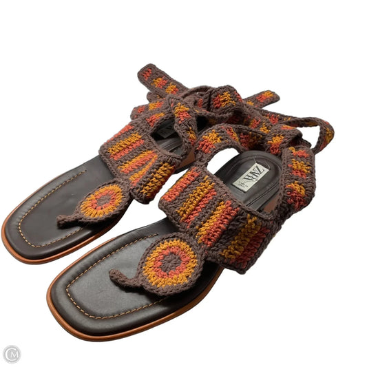 Sandals Flip Flops By Zara In Brown & Orange, Size: 6.5
