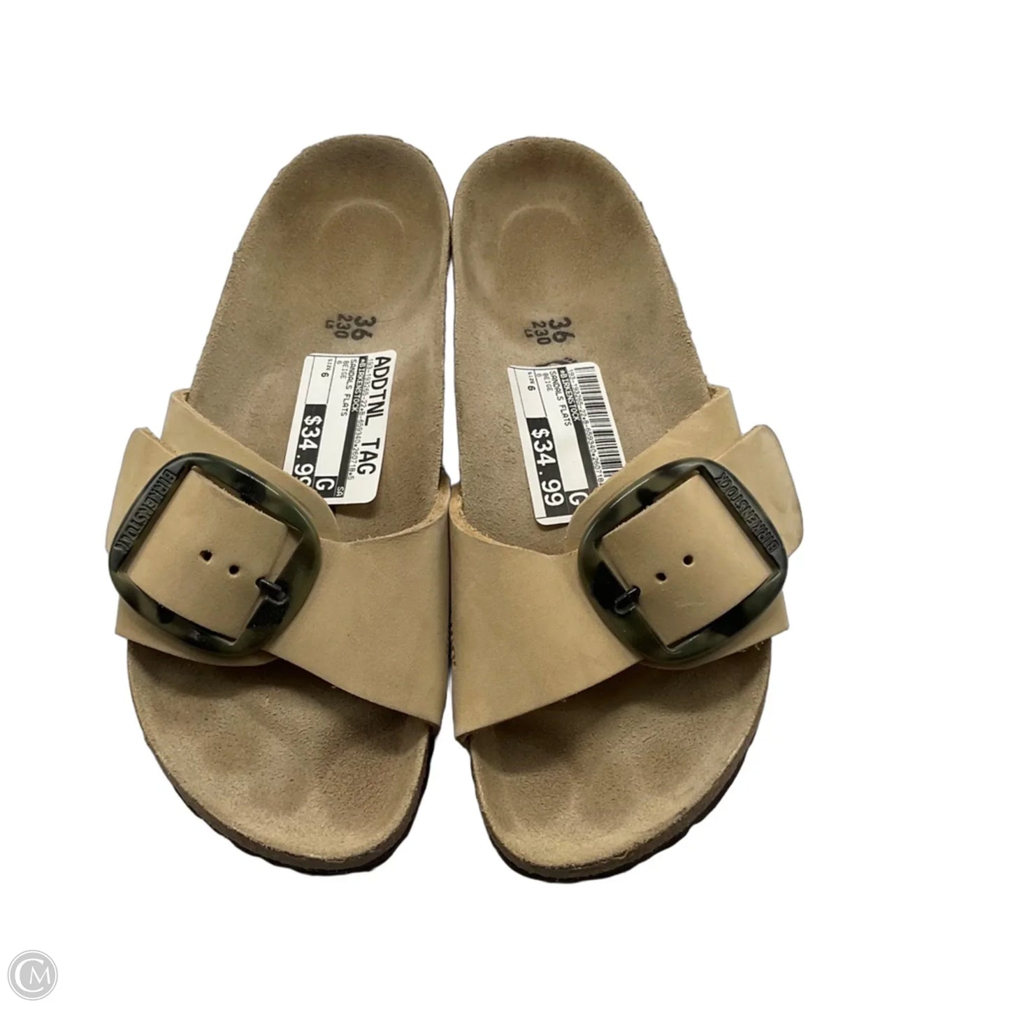 Sandals Flats By Birkenstock In Beige, Size: 6