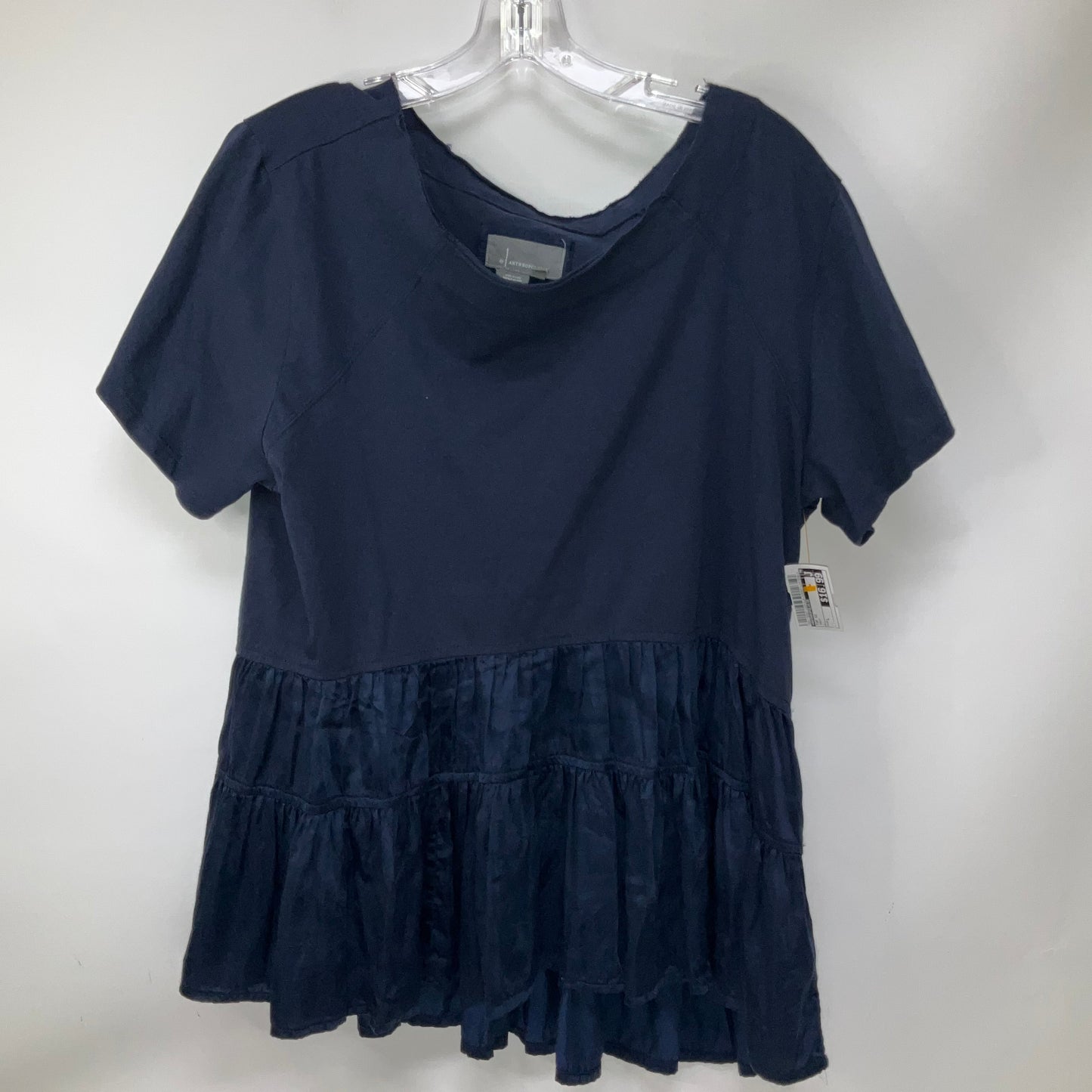 Top Short Sleeve By Anthropologie In Navy, Size: L