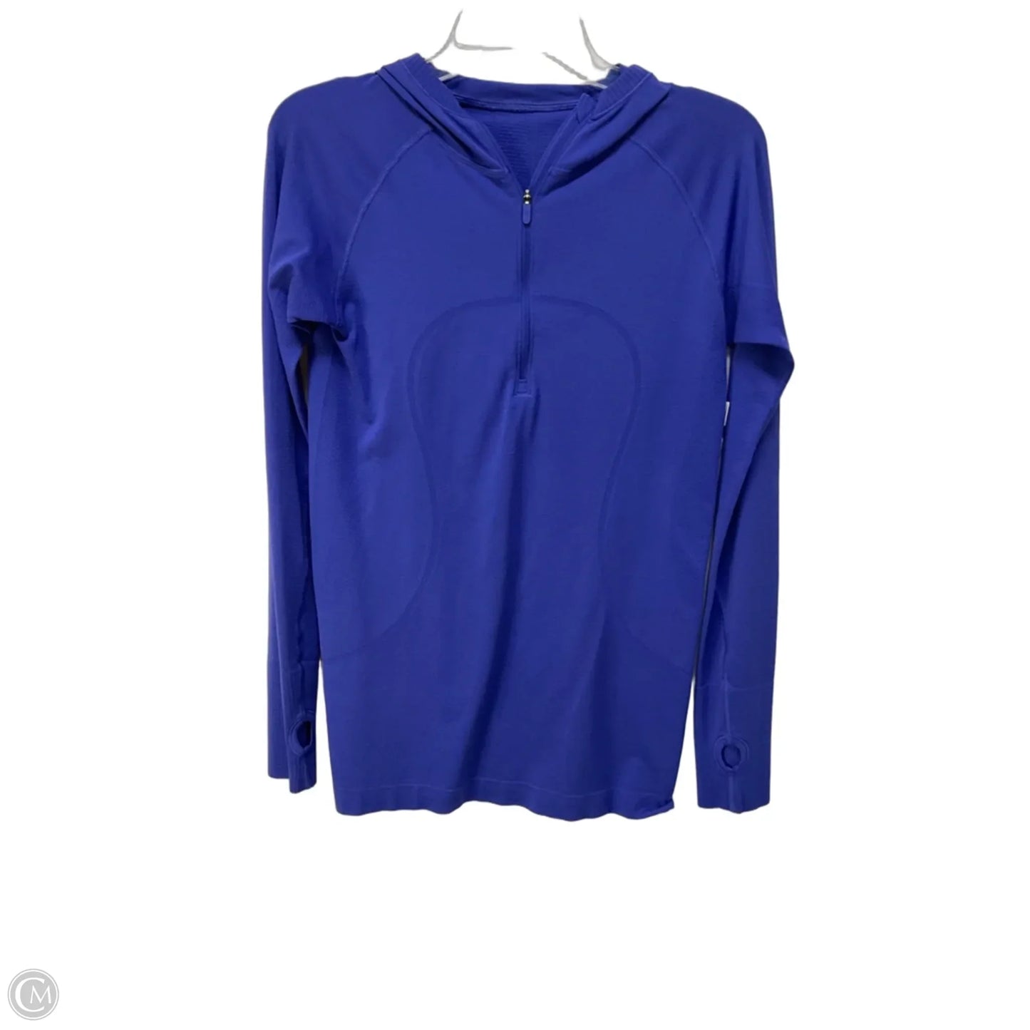 Athletic Top Long Sleeve Hoodie By Lululemon In Blue, Size: 10