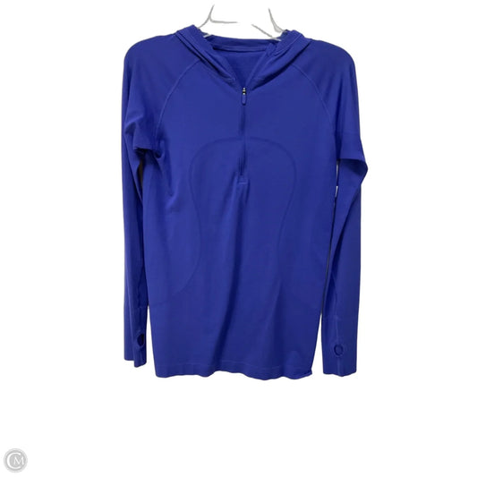 Athletic Top Long Sleeve Hoodie By Lululemon In Blue, Size: 10