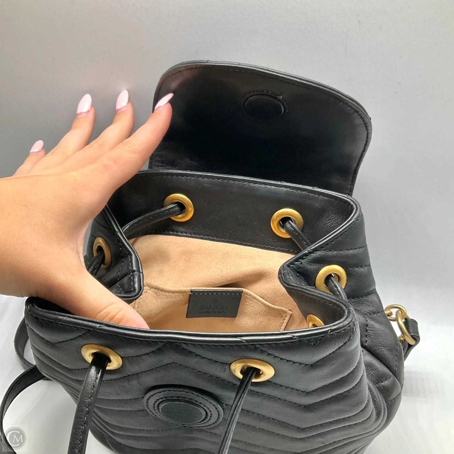 Backpack Luxury Designer By Gucci, Size: Small