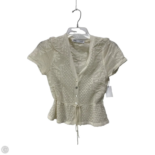 Top Short Sleeve By Zara In Cream, Size: S