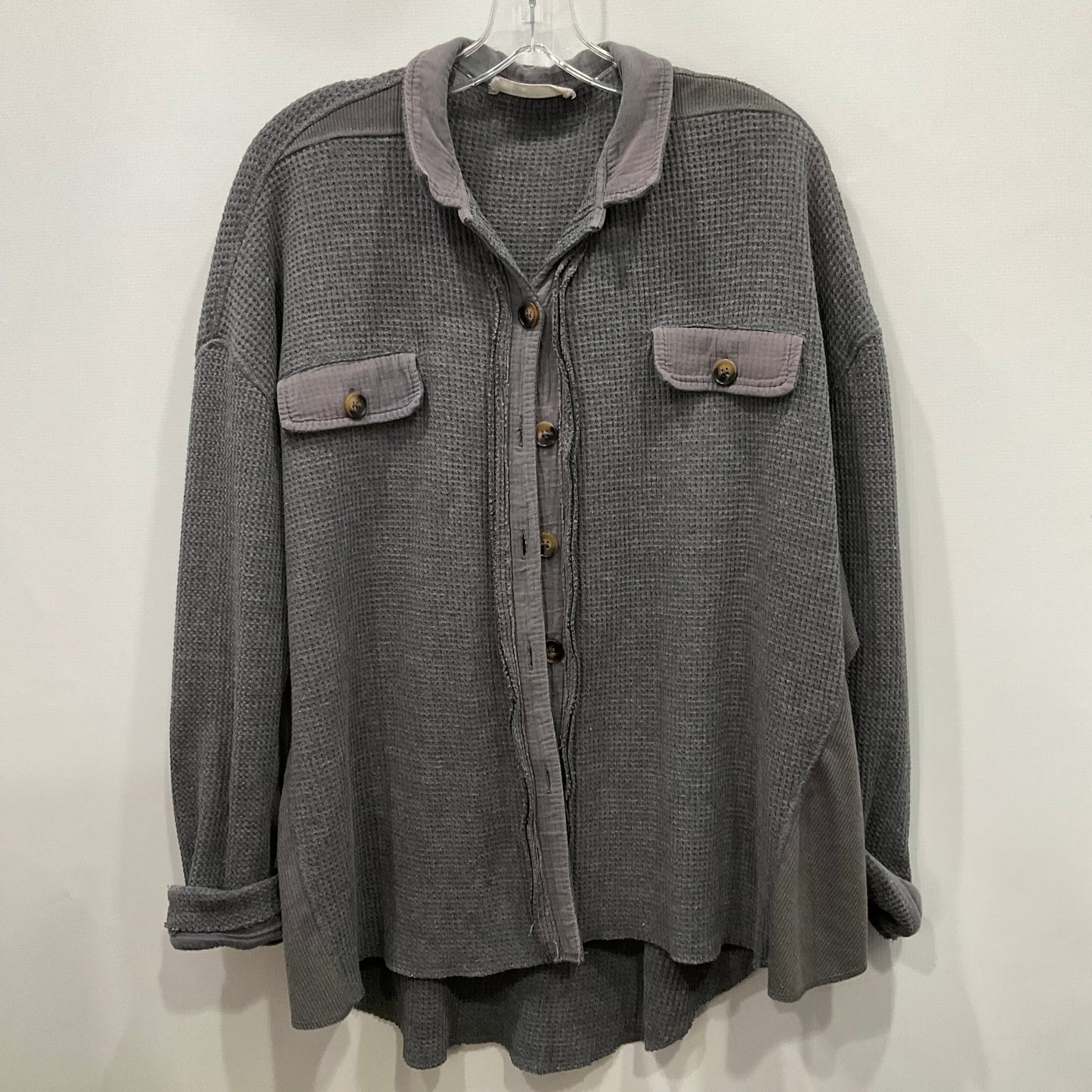 Jacket Shirt By Cherry Cloth In Grey, Size: M