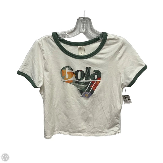 Top Short Sleeve By Anthropologie In Green & White, Size: M
