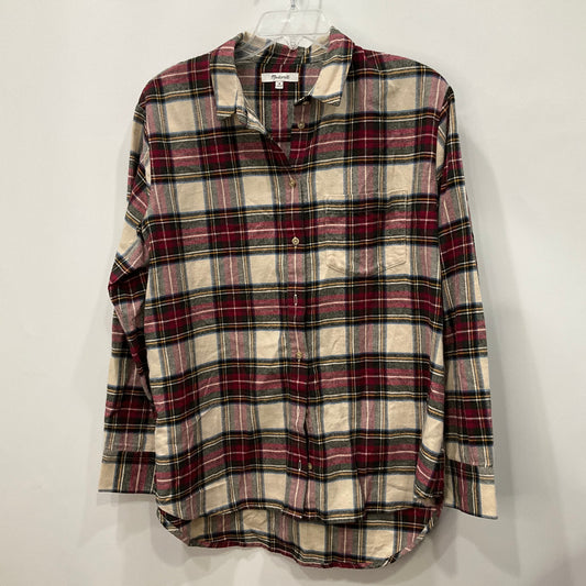 Top Long Sleeve By Madewell In Plaid Pattern, Size: M