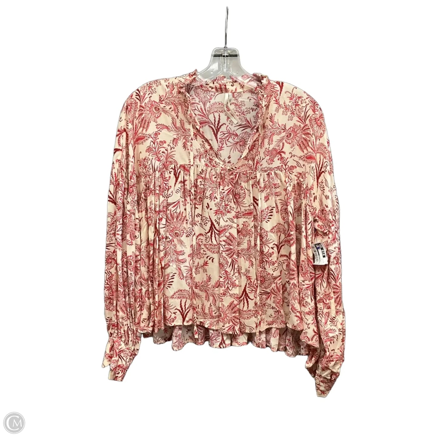 Top Long Sleeve By Anthropologie In Cream & Red, Size: Xs