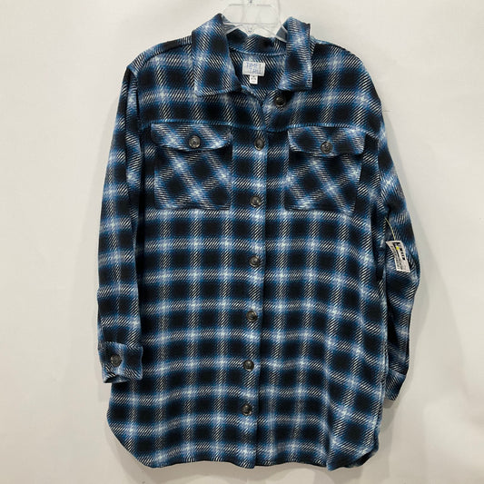 Jacket Shirt By Time And Tru In Black & Blue, Size: M