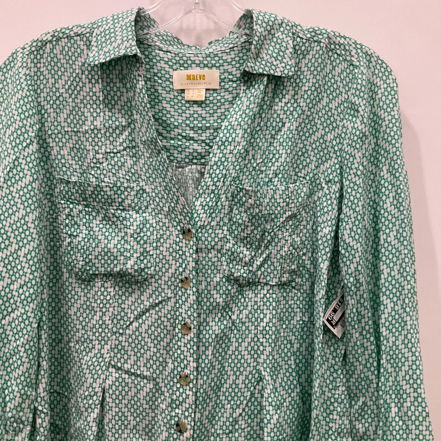 Top Long Sleeve By Maeve In Green, Size: Xs
