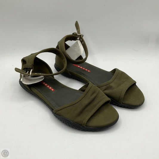 Sandals Luxury Designer By Prada In Green, Size: 6.5