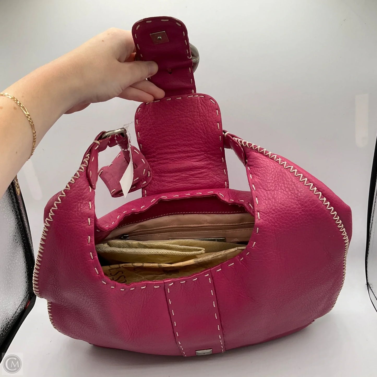 Handbag Leather By Donald Pliner, Size: Large