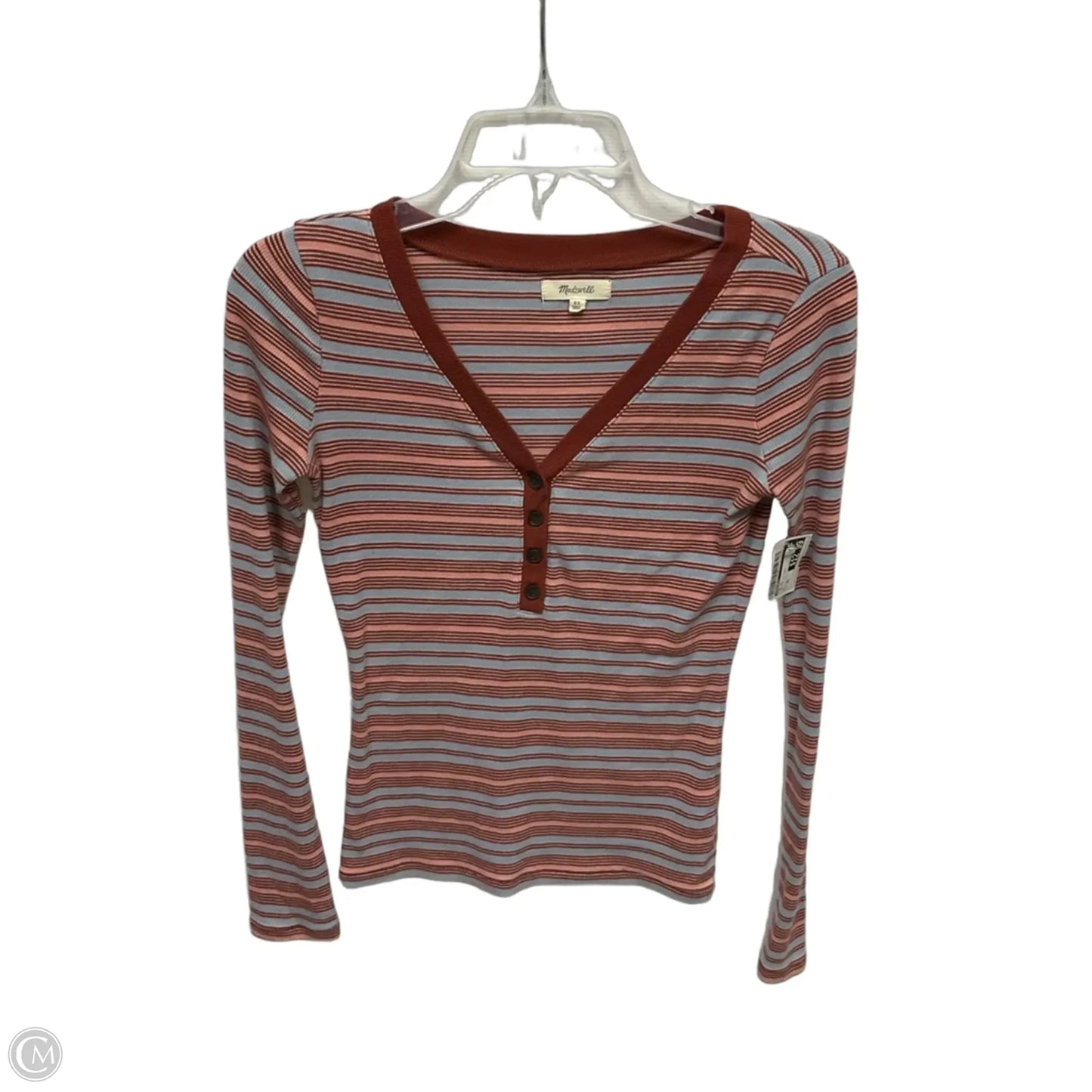 Top Long Sleeve By Madewell In Striped Pattern, Size: Xs