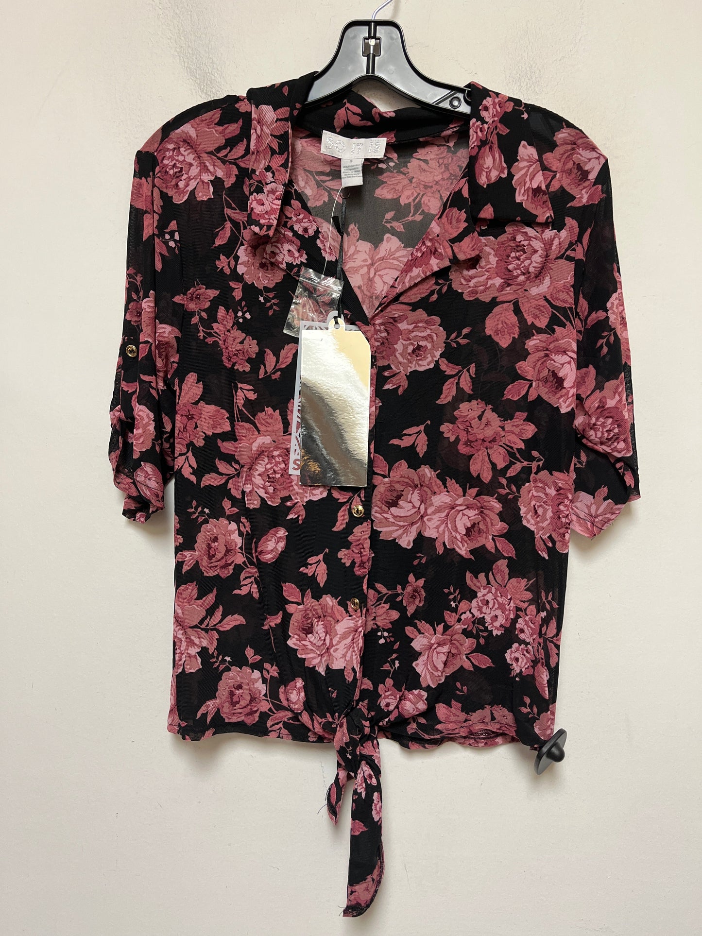 Floral Print Top Short Sleeve Clothes Mentor, Size S