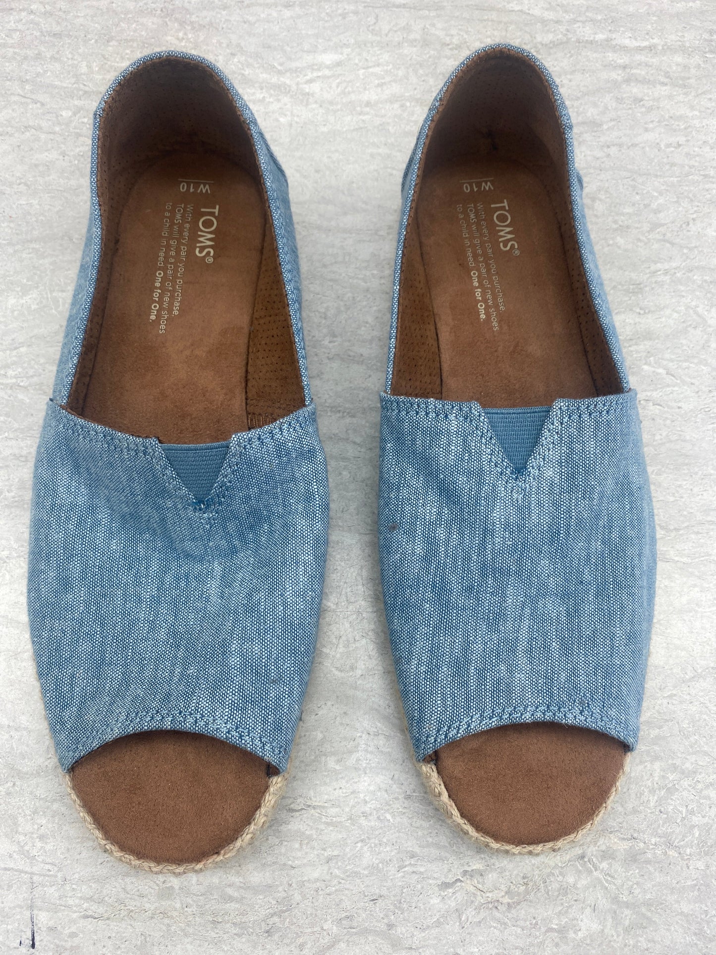 Blue Shoes Flats Toms, Size 10