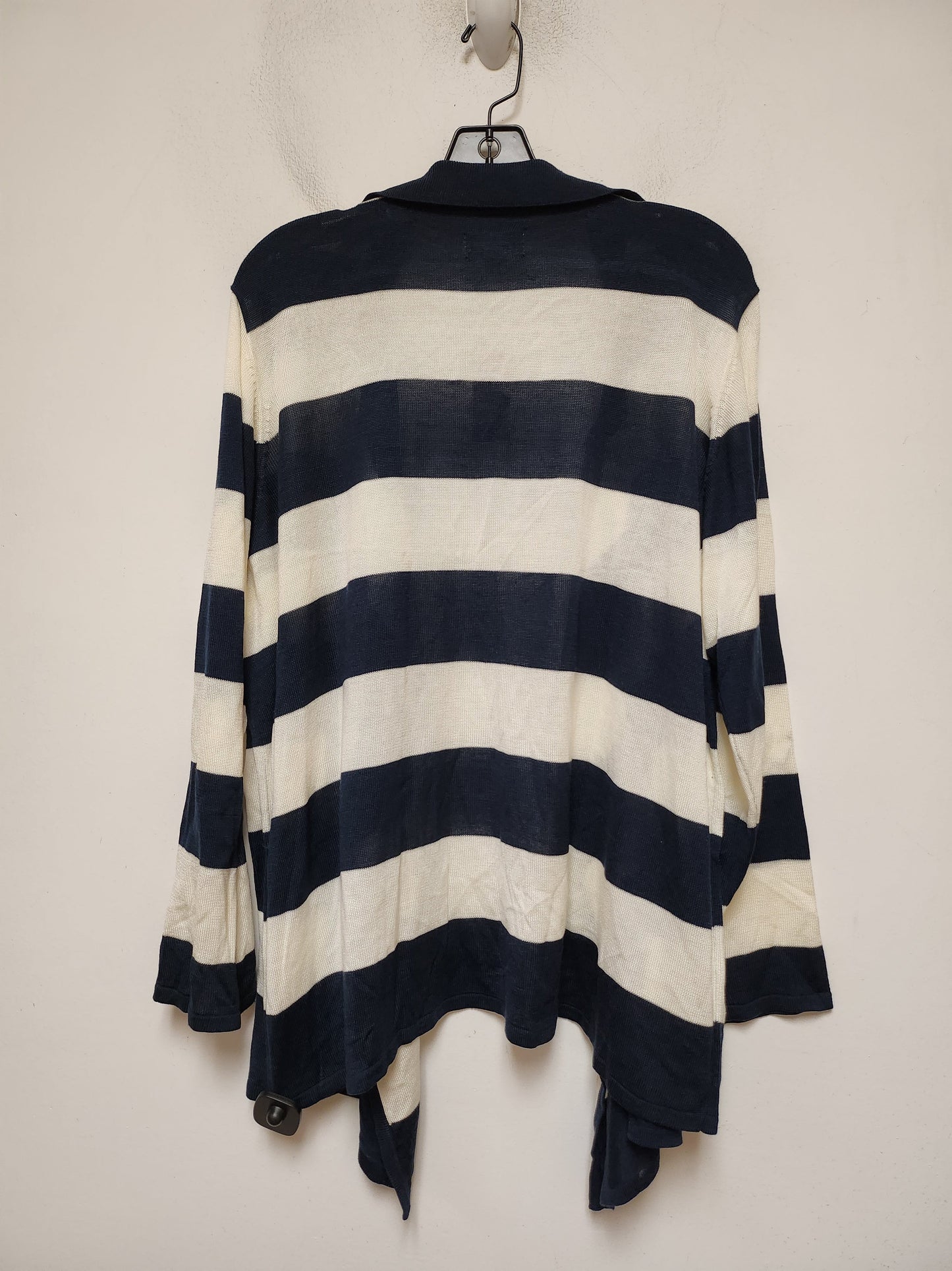 Sweater Cardigan By Avenue In Striped Pattern, Size: 3x