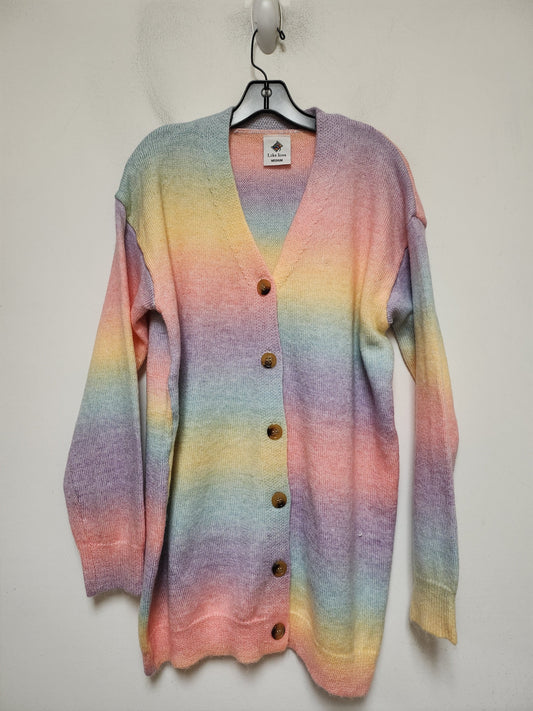 Sweater Cardigan By Clothes Mentor In Rainbow Print, Size: M