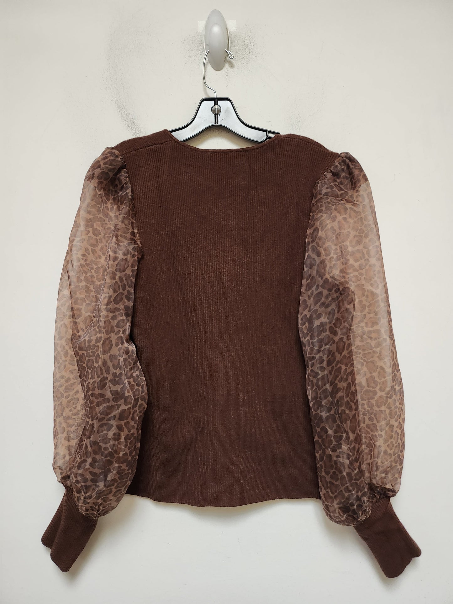 Top Long Sleeve By Anthropologie In Brown, Size: L