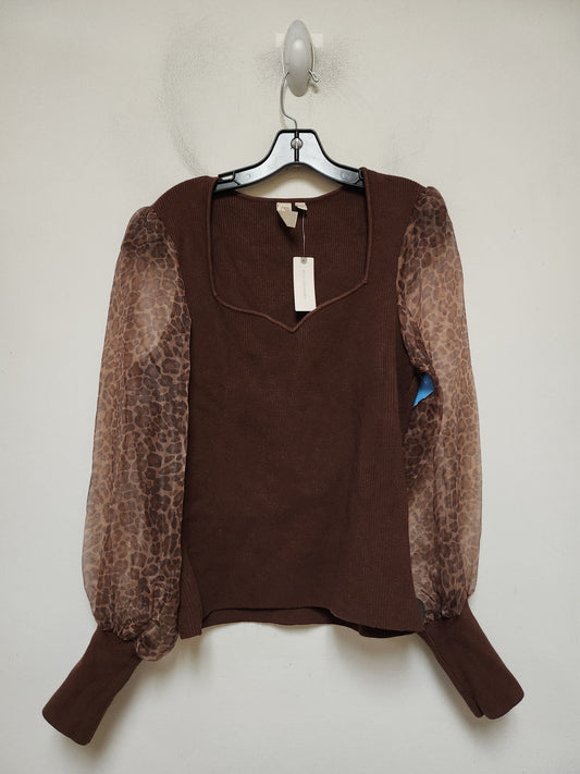 Top Long Sleeve By Anthropologie In Brown, Size: L