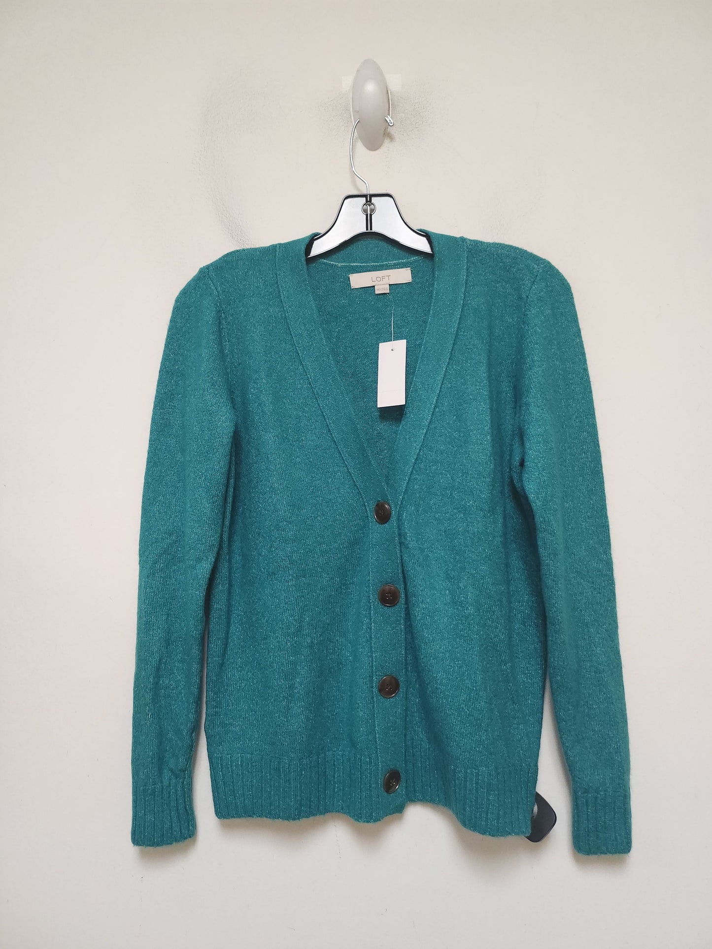 Sweater Cardigan By Loft In Green, Size: Xxs