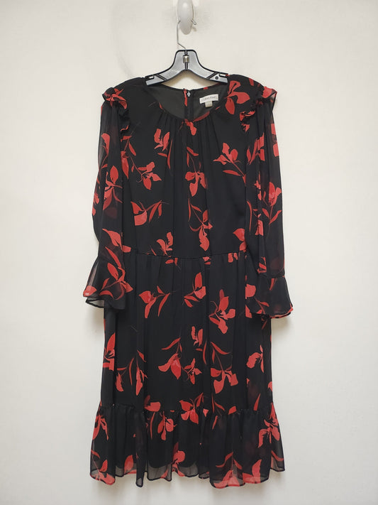 Dress Casual Midi By Calvin Klein In Black & Red, Size: Xl