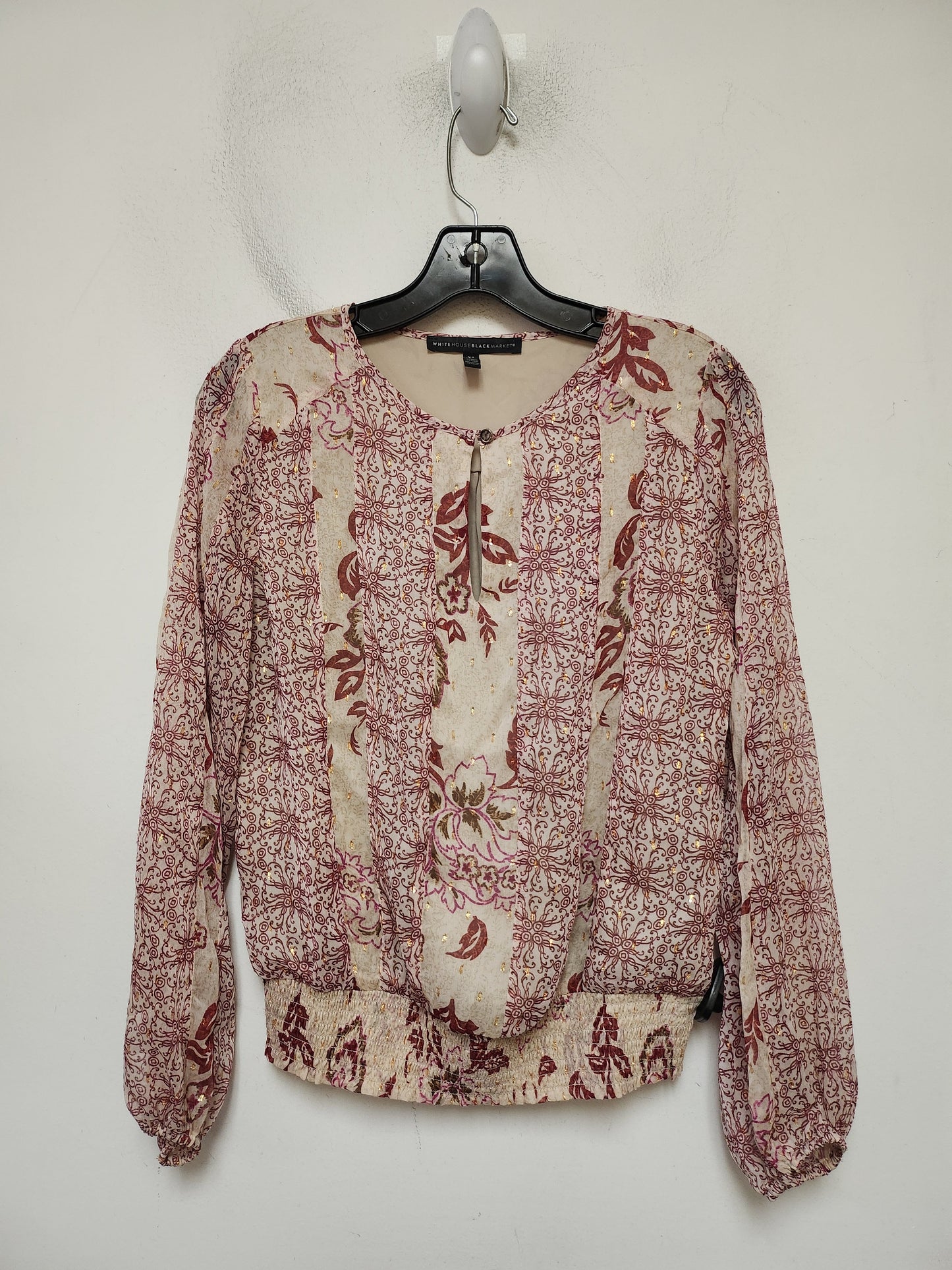 Top Long Sleeve By White House Black Market In Red & Tan, Size: Xs