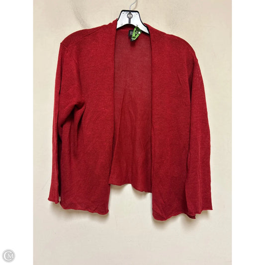 Sweater Cardigan By Eileen Fisher In Red, Size: L