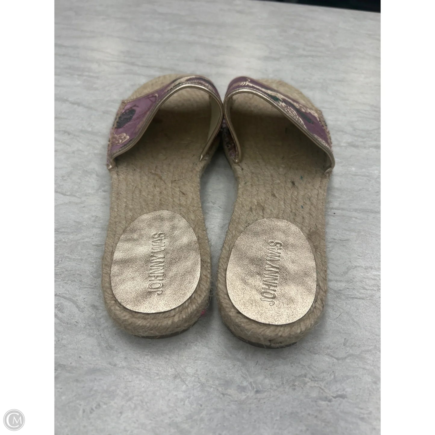 Sandals Flats By Johnny Was In Purple & Tan, Size: 10