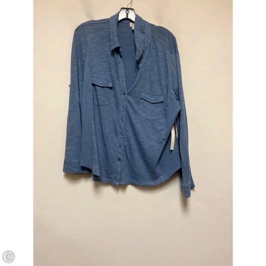 Top Long Sleeve By Caslon In Blue, Size: 1x