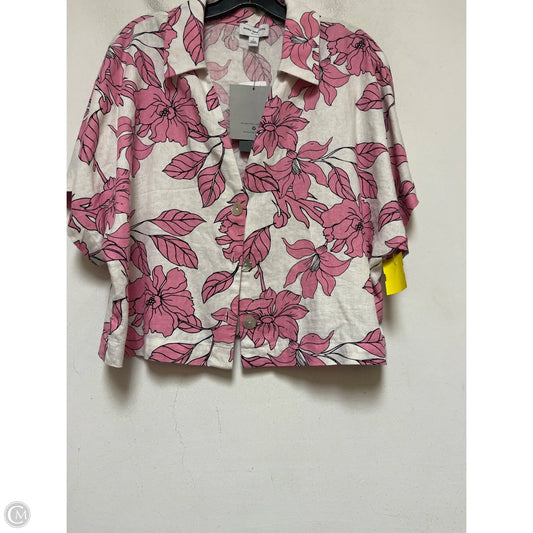 Top Short Sleeve By Marc New York In Pink & White, Size: L