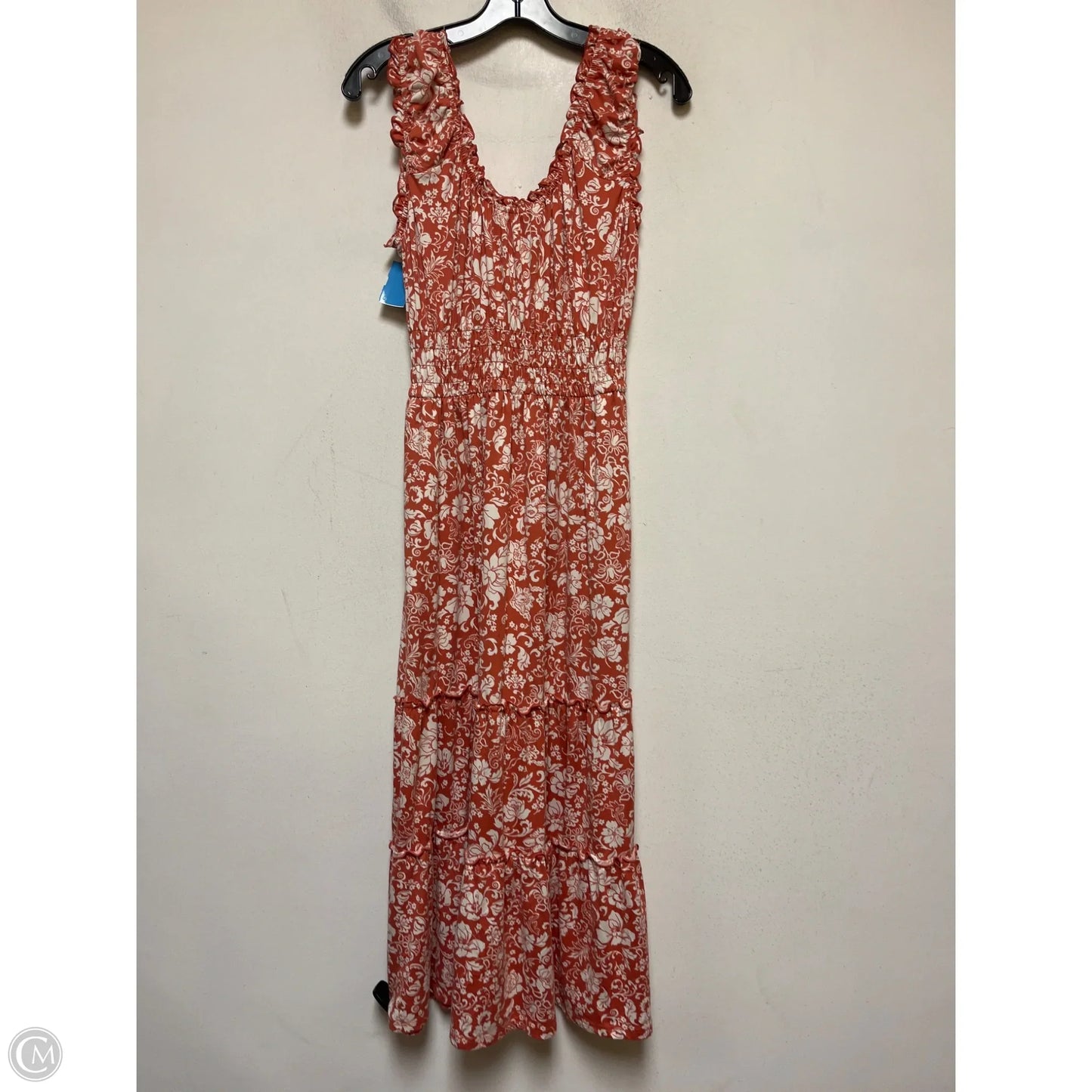 Dress Casual Midi By Lucky Brand In Orange & White, Size: M
