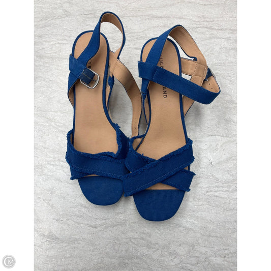 Sandals Heels Wedge By Lucky Brand In Blue & Tan, Size: 10