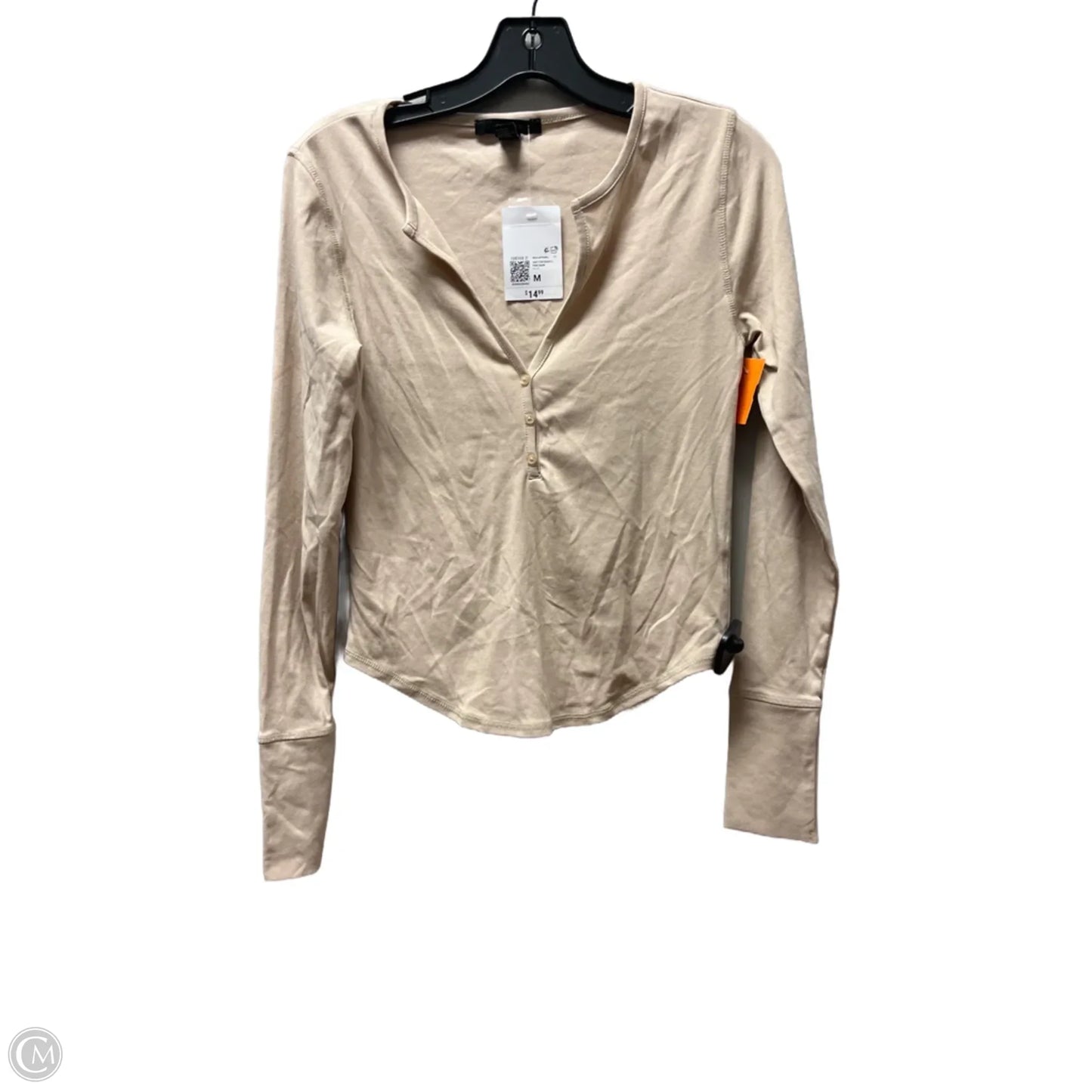 Top Long Sleeve Basic By Forever 21 In Tan, Size: M