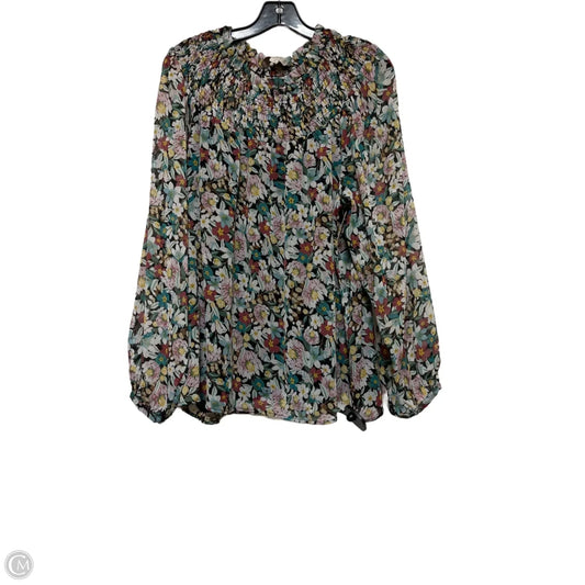Top Long Sleeve By Loft In Floral Print, Size: L