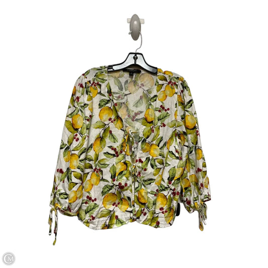 Top Short Sleeve By Marc New York In White & Yellow, Size: M