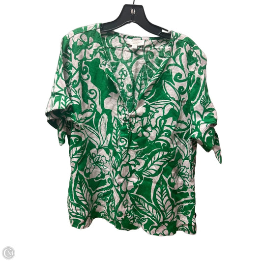 Top Short Sleeve By Charter Club In Green & White, Size: Xl