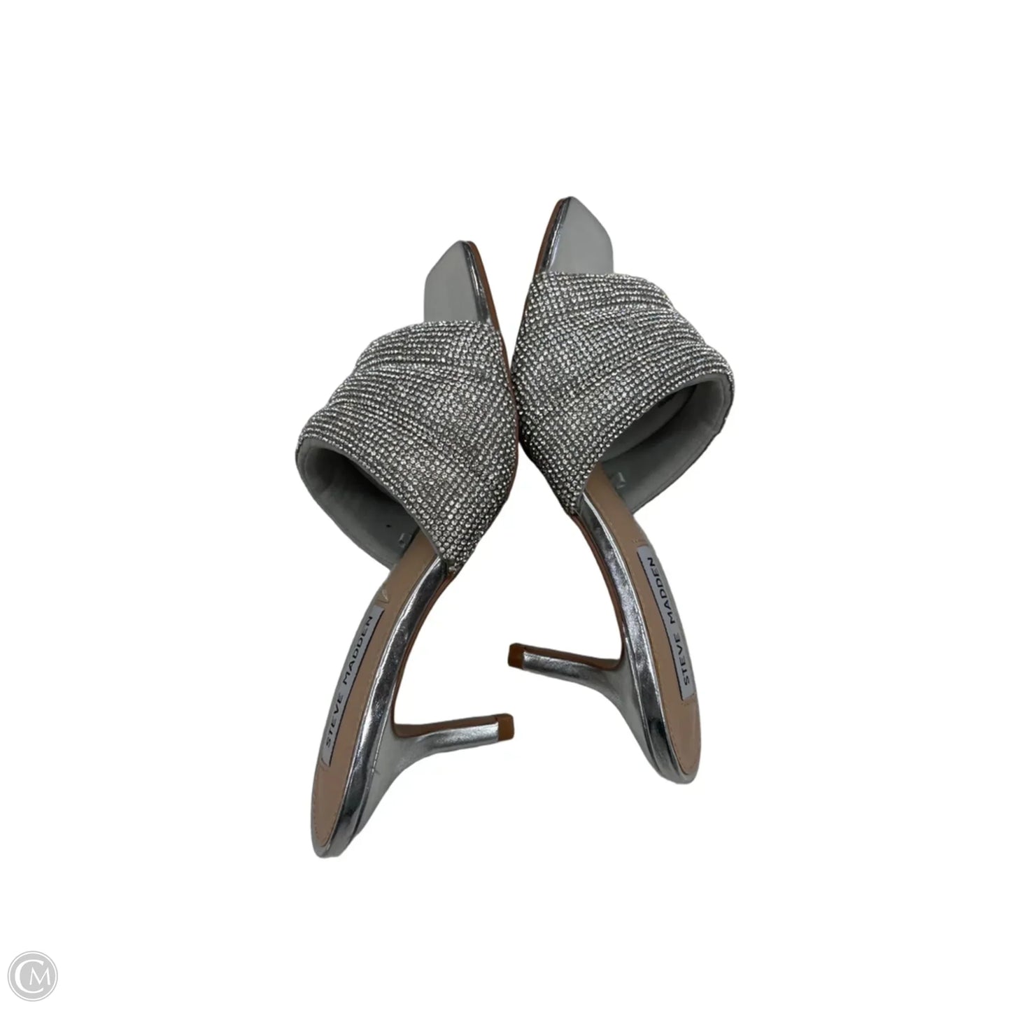 Sandals Heels Kitten By Steve Madden In Silver, Size: 6