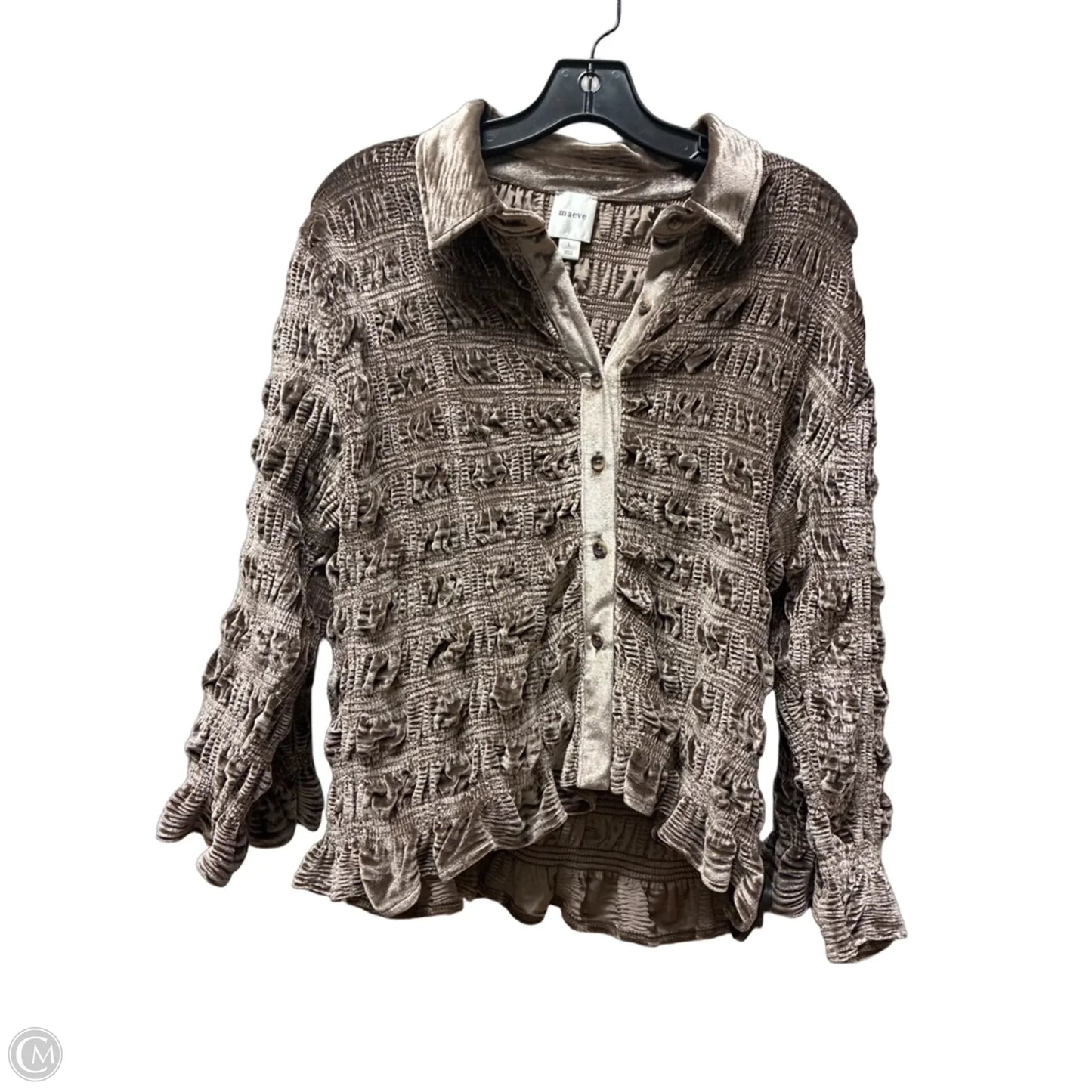 Top Long Sleeve By Maeve In Brown, Size: L