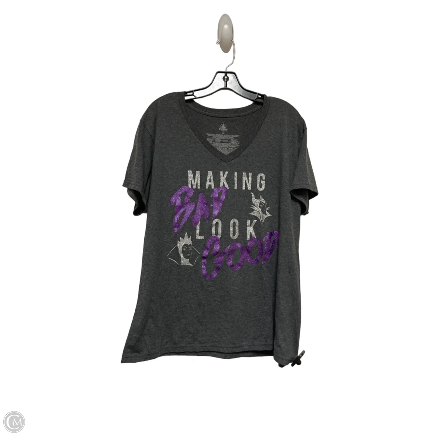 Top Short Sleeve Basic By Disney Store In Grey & Purple, Size: 2x