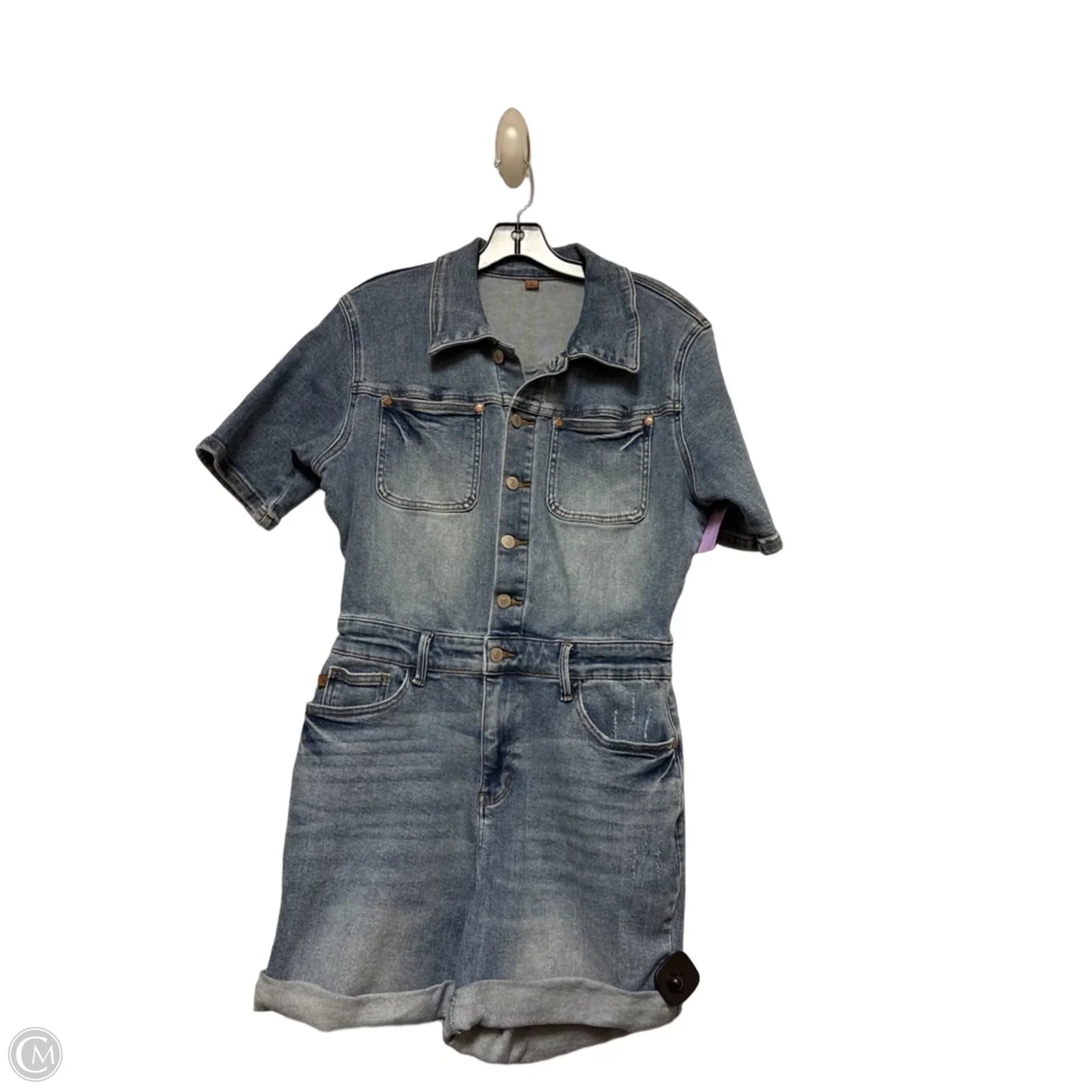 Romper By Judy Blue In Blue Denim, Size: L