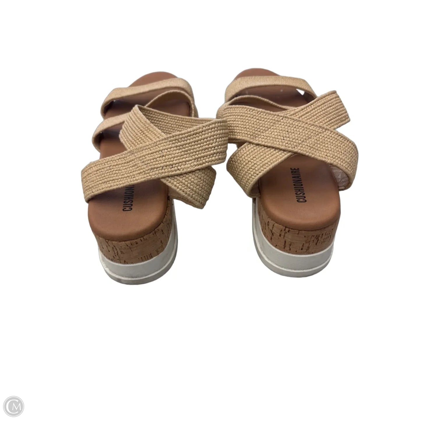 Sandals Heels Wedge By Cushionaire In Tan, Size: 10
